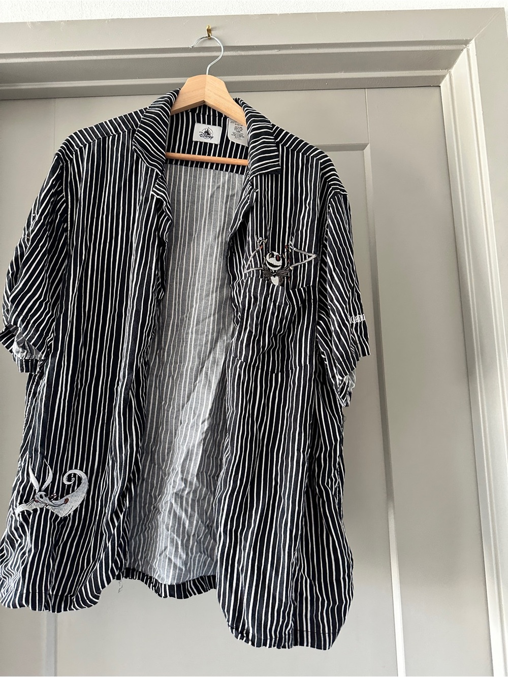 Disneyland Nightmare before Christmas Striped Black & White Short-Sleeve Shirt